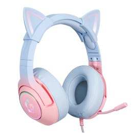 Onikuma Słuchawki gamingowe K9 7.1 RGB Surround kocie uszka USB różowo-niebieskie