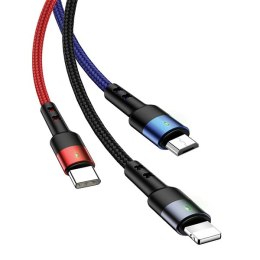 USAMS Kabel pleciony U26 3w1 3m 2A Fast Charge (lightning/microUSB/USB-C) SJ412USB01 (US-SJ412)