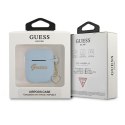 Guess AirPods cover niebieski Silicone Charm Heart Collection
