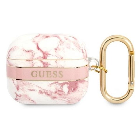 Guess AirPods 3 cover różowy Marble Strap Collection