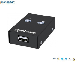 Przełącznik Manhattan USB 2.0 2/1, czarny