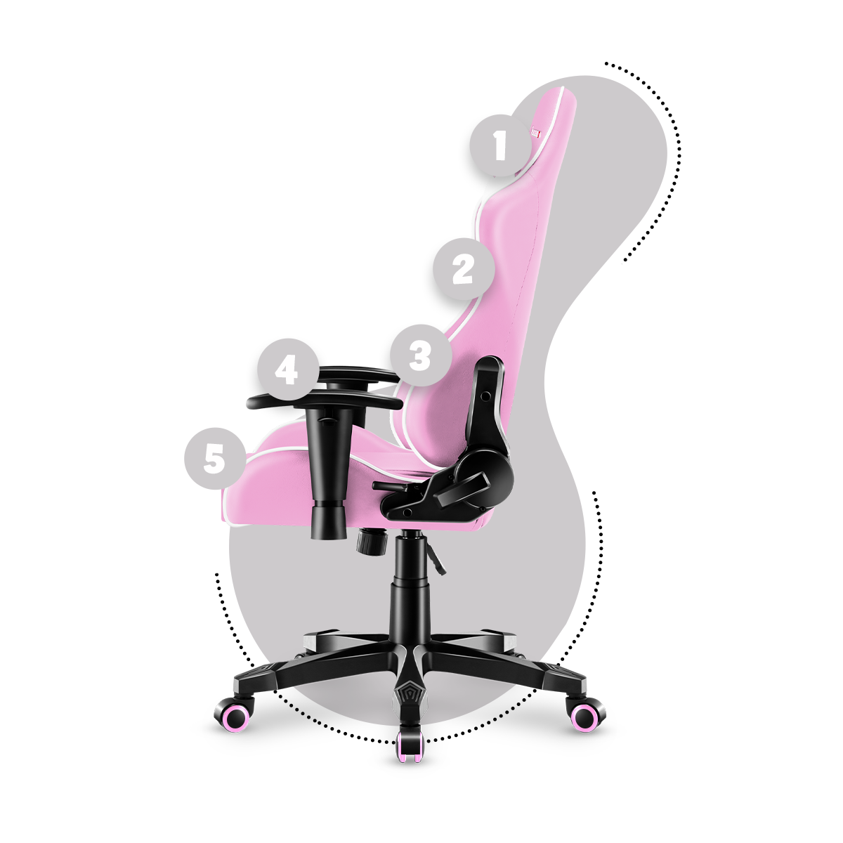 Prawy bok fotela gamingowego Huzaro Ranger 6.0 Pink