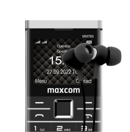 Telefon dla seniora Maxcom MM 760 Dual SIM Czarny + Słuchawki douszne ACC+ Soul 2 Czarne