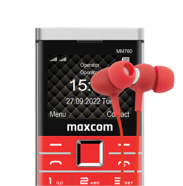Telefon dla seniora Maxcom MM 760 Dual SIM Czerwony + Słuchawki douszne ACC+ Soul 2 Czerwone