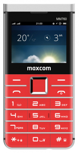 Telefon dla seniora Maxcom MM 760 Dual SIM Czerwony + Słuchawki douszne ACC+ Soul 2 Czerwone