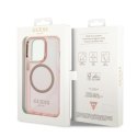 Guess GUHMP14LHTCMP iPhone 14 Pro 6,1" różowy/pink hard case Gold Outline Translucent MagSafe