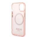 Guess GUHMP14MHTCMP iPhone 14 Plus 6,7" różowy/pink hard case Gold Outline Translucent MagSafe