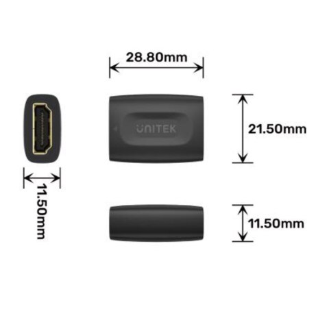 Unitek Łącznik HDMI (F) - HDMI (F) 4K@60Hz do 30 m | A1013BK