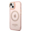 Guess GUHMP14SHTCMP iPhone 14 6,1" różowy/pink hard case Gold Outline Translucent MagSafe