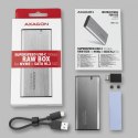 AXAGON EEM2-SG2 Obudowa zewnętrzna aluminiowa bezśrubowa USB-C 3.2 Gen 2 M.2 NVMe & SATA SSD + USB-A - USB-C redukcja
