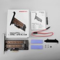 AXAGON PCEM2-D Adapter wewnętrzny PCIe x4, 1x M.2 NVMe M-key + 1x SATA B-key slot, SP & LP