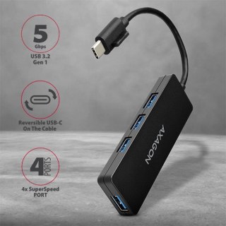 AXAGON HUE-G1C Hub 4-portowy USB 3.2 Gen 1 SLIM kabel Type-C 14cm