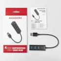 AXAGON HUE-M1A Hub 4-portowy Mini metalowy USB 3.2 Gen 1, 20cm USB-A kabel