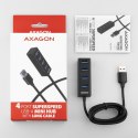 AXAGON HUE-M1AL Hub 4-portowy Mini metalowy USB 3.2 Gen 1, 1.2m USB-A kabel