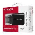 AXAGON ACU-DS16 Ładowarka sieciowa, SMART 16W, 2x port USB-A, 5V/2.2A + 5V/1A