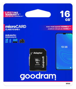 Karta pamięci microSDHC GOODRAM 16GB M1AA-0160R12 cl 10 UHS-I + adapter