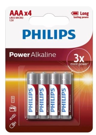 Philips Baterie Power Alkaline AAA 4 szt. blister