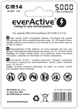 EverActive Akumulatorki R14/C NI-MH 5000 mAh 2 szt. ready to use