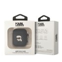 Karl Lagerfeld Etui do Airpods 1/2 Czarny Silicone Karl Head 3D