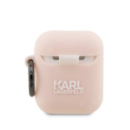Karl Lagerfeld Etui do Airpods 1/2 Różowy Silicone Karl Head 3D