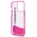 Karl Lagerfeld Etui do iPhone 14 Pro Różowy hardcase Liquid Glitter Elong