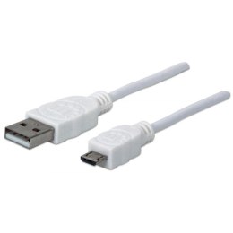 Kabel Manhattan USB-A / MicroUSB-B M/M 1,8m biały