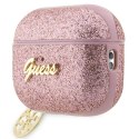 Guess GUAP2GLGSHP AirPods Pro 2 cover różowy/pink Glitter Flake 4G Charm