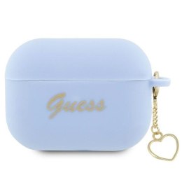 Guess GUAP2LSCHSB AirPods Pro 2 cover niebieski/blue Silicone Charm Heart Collection