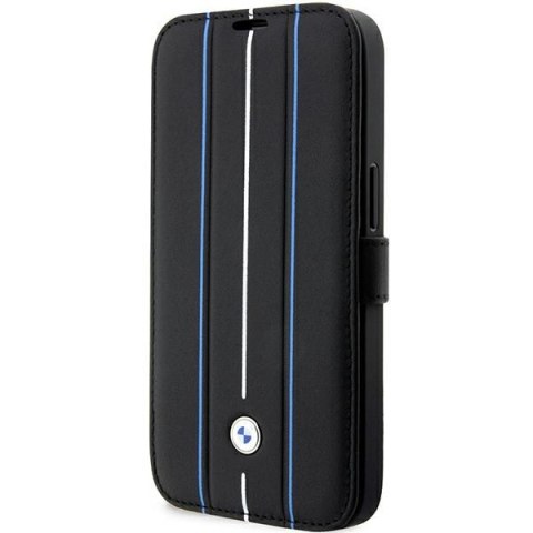 Etui BMW BMBKP14L22RVSK iPhone 14 Pro 6,1" czarny/black bookcase Leather Stamp Blue Lines