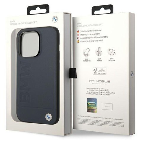 Etui BMW BMHMP14XSLLNA iPhone 14 Pro Max 6,7" granatowy/navy hardcase Leather Hot Stamp MagSafe