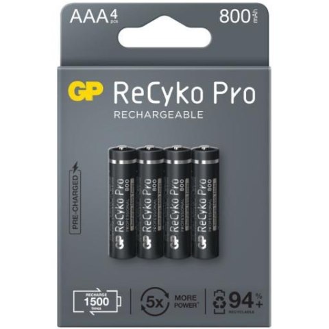 Akumulatorki AAA / R03 GP ReCyko Pro Ni-MH 800mAh blister 4 sztuki