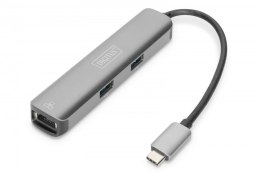 Digitus Stacja dokująca USB-C, 5 portów 4K 30Hz HDMI 3x USB3.0 RJ45 srebrna