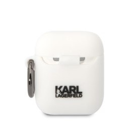 Karl Lagerfeld KLA2RUNIKH AirPods 1/2 cover biały/white Silicone Karl Head 3D