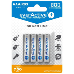 Akumulatorki AAA/R03 everActive Silver Line 800 mAh 4 sztuki