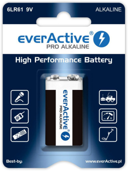 Bateria alkaliczna 6LR61 9V (R9*) everActive Pro Alkaline - 1 sztuka (blister)