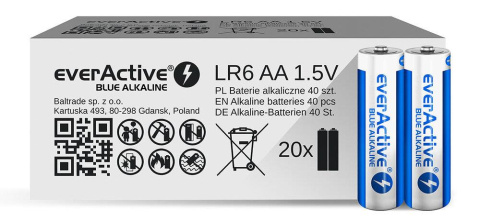 Baterie alkaliczne AA/LR6 everActive Blue Alkaline 40 sztuk, edycja limitowana