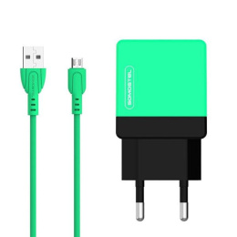Ładowarka sieciowa Somostel SMS-A53 2xUSB 2A dual + kabel micro USB 2.1A zielona