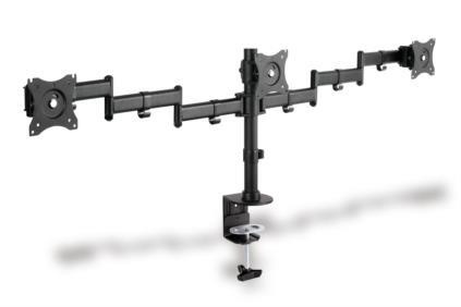 Stojak biurkowy potrójny z zaciskiem DIGITUS, 3xLCD, max. 27", max. obciążenie 8kg, uchylno-obrotowy 360°