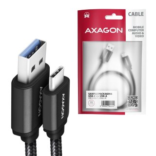 AXAGON BUCM3-AM15AB Kabel USB-C - USB-A, 1.5m, USB 3.2 Gen 1 3A, ALU, oplot, czarny