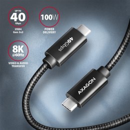 AXAGON BUCM432-CM10AB Kabel USB-C - USB-C, USB4 Gen 3x2 1m, PD 100W, 8K HD, ALU, oplot Czarny