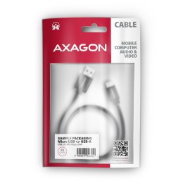 AXAGON BUMM-AM20AB Kabel MicroUSB - USB A, 2m, USB 2.0, 2.4A, ALU, oplot Czarny