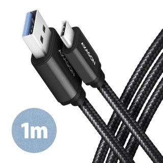 AXAGON BUCM3-AM10AB Kabel USB-C - USB-A 3.2 Gen 1, 1m, 3A, ALU, oplot, Czarny