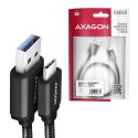 AXAGON BUCM3-AM10AB Kabel USB-C - USB-A 3.2 Gen 1, 1m, 3A, ALU, oplot, Czarny