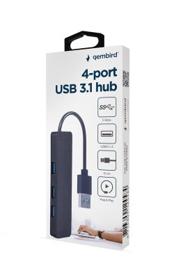 GEMBIRD HUB USB 3.1 (GEN 1) 4-PORTOWY, CZARNY