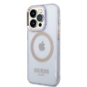 Guess GUHMP14LHTCMU iPhone 14 Pro 6.1" purpurowy/purple hard case Gold Outline Translucent MagSafe