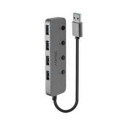 Hub USB 3.0 LINDY On/Off Switches 4 Port szary