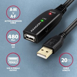 AXAGON ADR-220 USB 2.0 A-M -> A-F aktywny kabel przedłużacz/wzmacniacz 20m