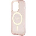 Guess GUHMP14LHCMCGP iPhone 14 Pro 6.1" różowy/pink hardcase Glitter Gold MagSafe