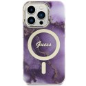 Guess GUHMP14LHTMRSU iPhone 14 Pro 6.1" purpurowy/purple hardcase Golden Marble MagSafe