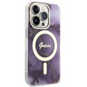 Guess GUHMP14LHTMRSU iPhone 14 Pro 6.1" purpurowy/purple hardcase Golden Marble MagSafe